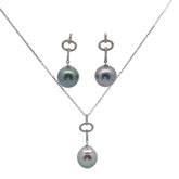 14k White Gold .55ct G VS1 Round Diamond and Tahitian 11mm Pearl Set